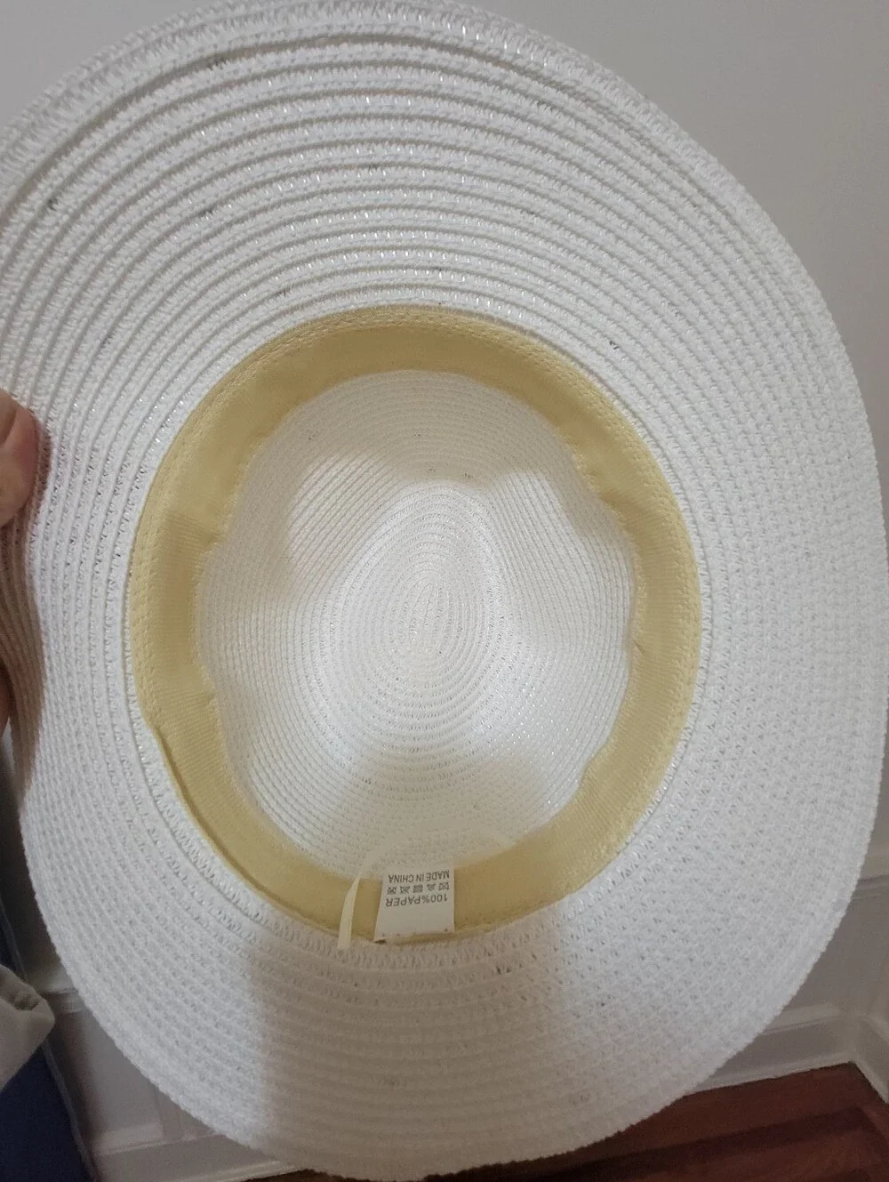 White Crystal-Embellished Straw Fedora Hat - Women